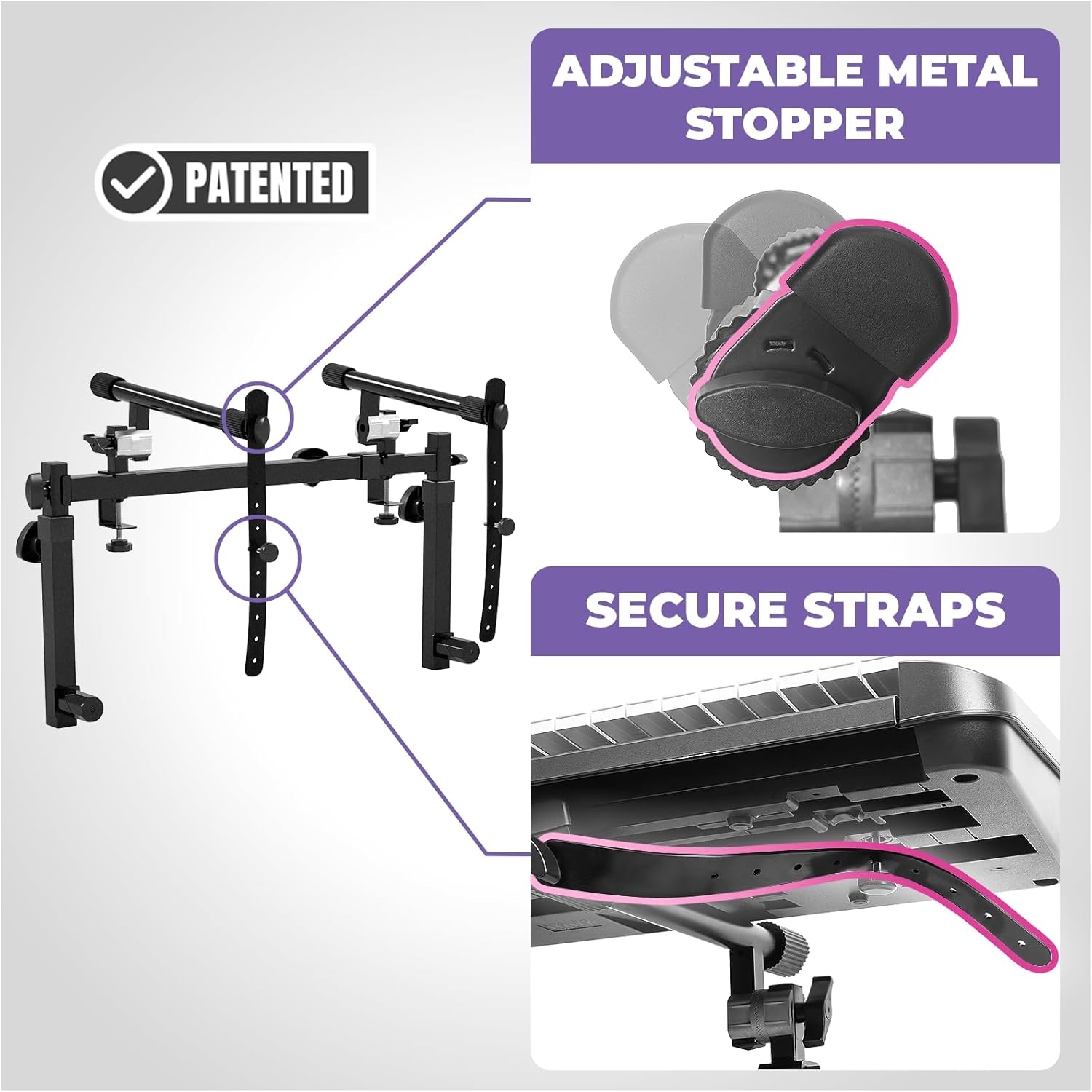 Liquid Stands Dual Piano Keyboard Stand w/ Wheels and 2nd Tier - Rolling Z Style Adjustable, Portable 2 Tier Heavy Duty Music Stand for Synths and Electric Digital Keyboards - Fits 54 61 88 Key Pianos