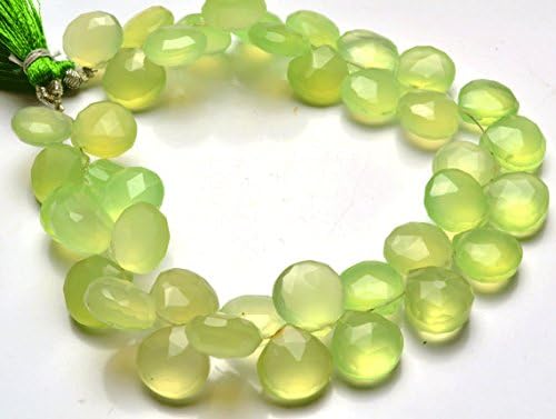 13 inch natural beads strand of 11mm faceted heart green chalcedony gemstone briolletes beads for DIY jewelry - necklace, bracelet, earring, ring.