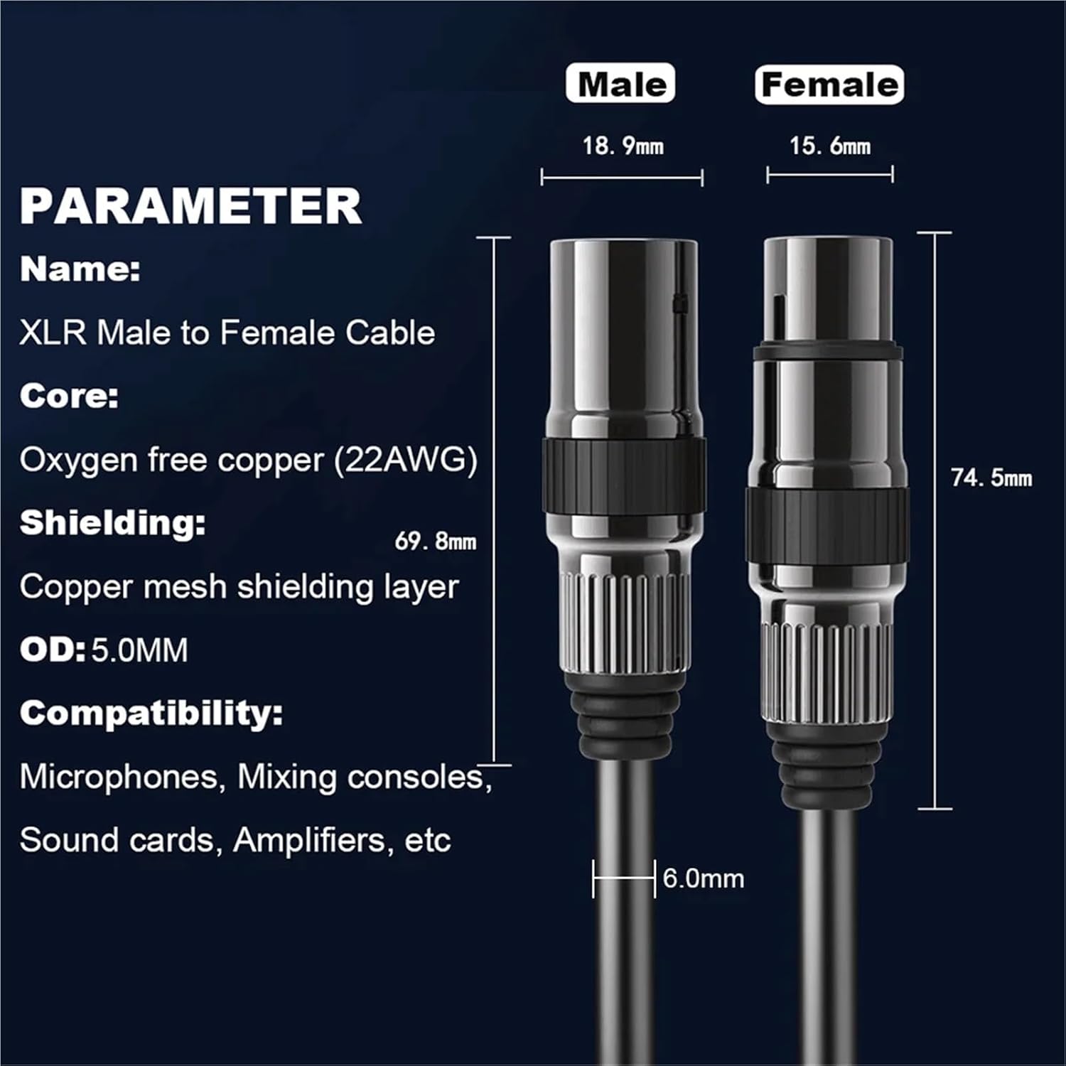 XLR Cable 4 Pack XLR Microphone Cables 3-pin XLR Male to Female Balanced Mic Patch Cord for Speaker Mixer Amplifier Record Etc(8m)