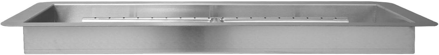 36 x 12 inch Drop-in Fire Pit Pan, Rectangular Stainless Steel Fire Pit Burner Kit, Natural & Propane Gas Fire Pan 150,000 BTU with H-Burner for Indoor or Outdoor Use
