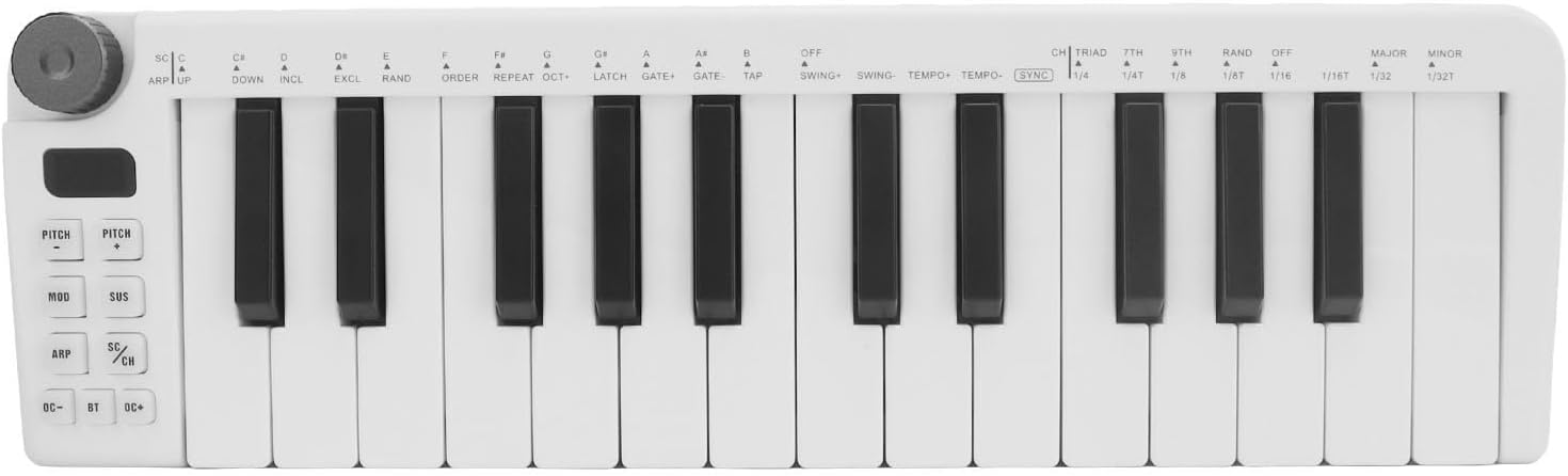 25-Key MIDI Keyboard Controller, USB-C and Wireless Connectivity, ABS Black