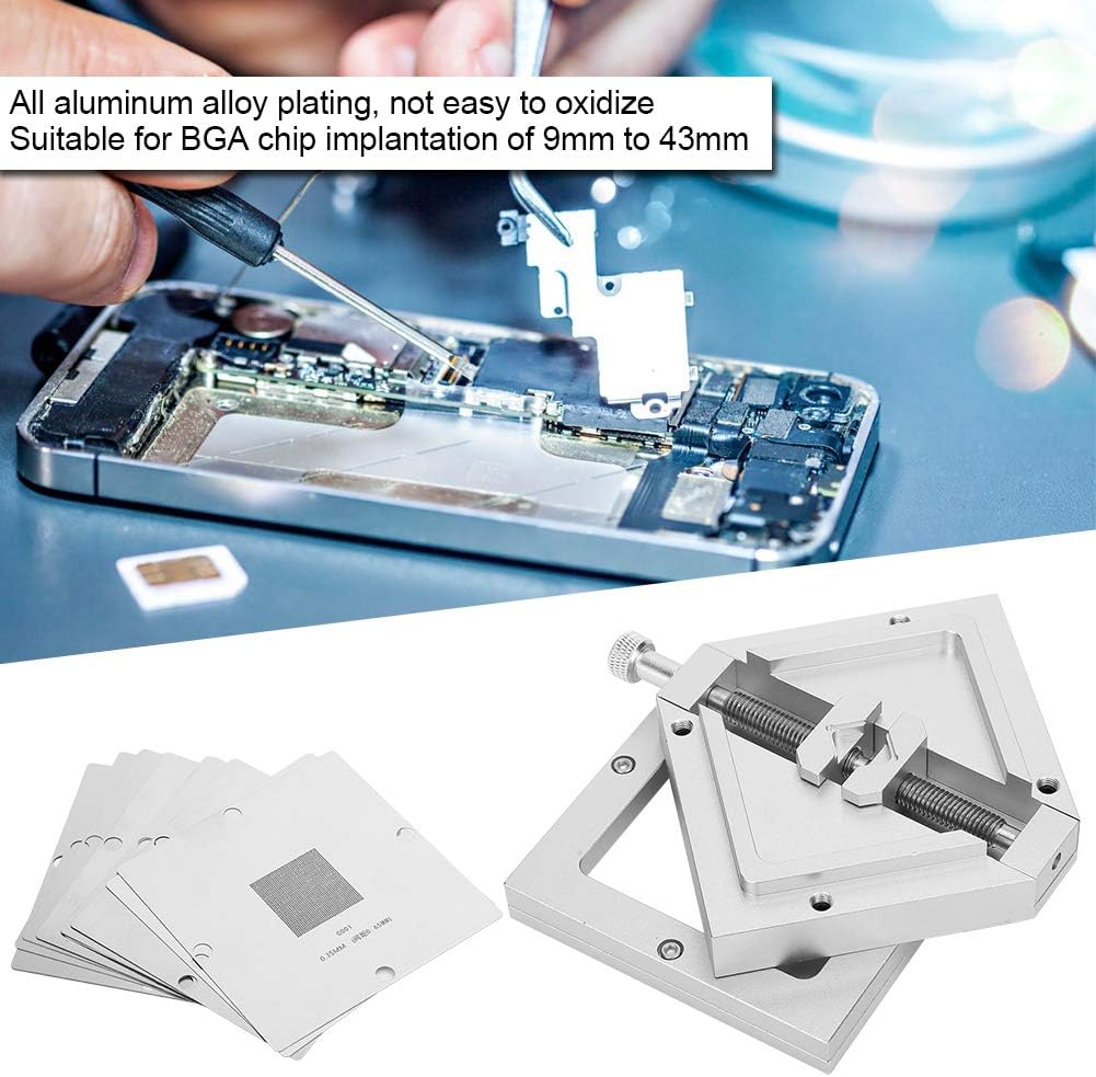 BGA Reballing Rework Station HT 90, Complete DIY Tools for Notebook CPU Phone Digital Products, Adjustable Chip Size, Durable Aluminum Alloy, Universal Fixture for 9 43mm BGA Chi