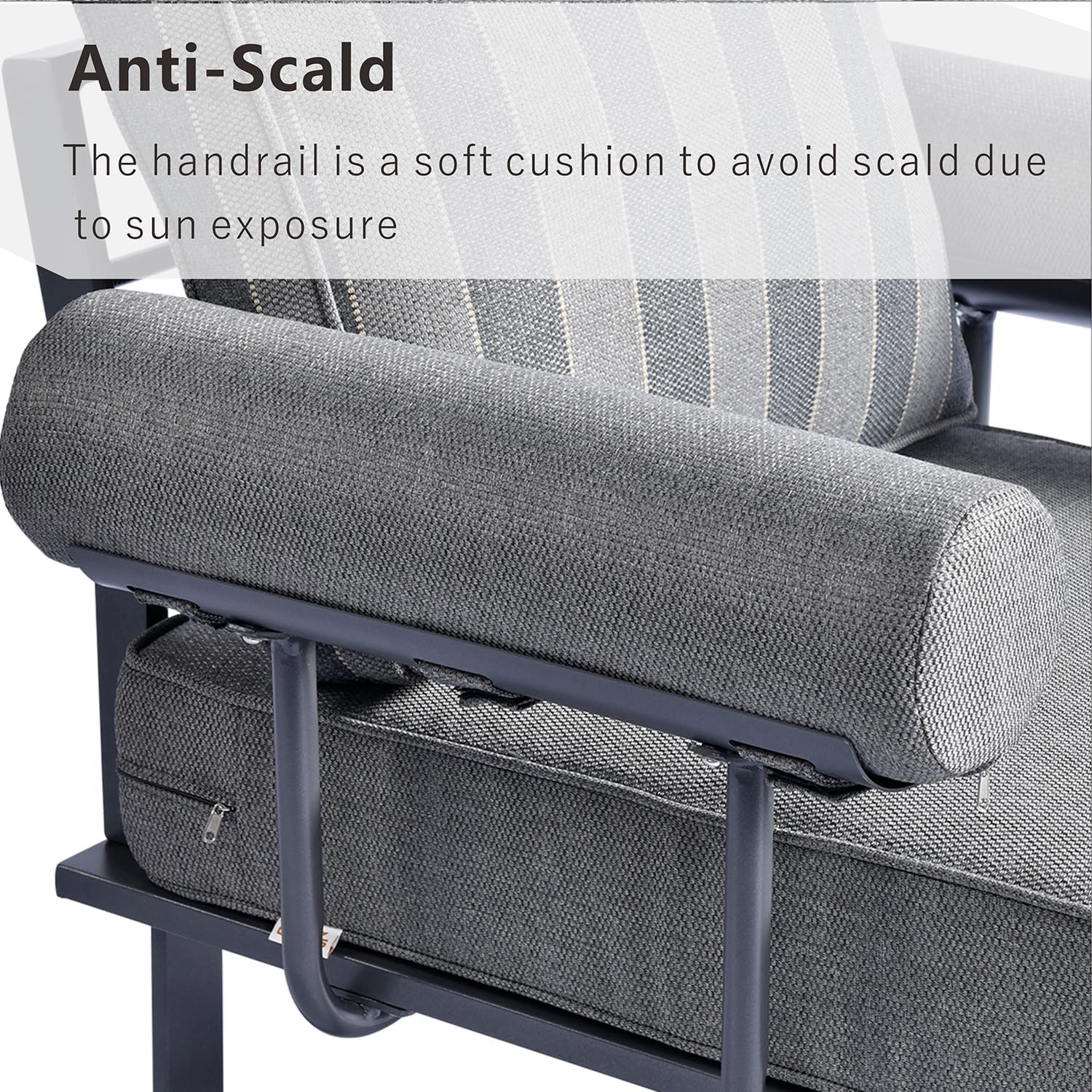 HOOOWOOO 5 Piece Outdoor Patio Furniture Set with Fire Pit,Aluminum Outside Modern Conversation Sofa,Weather Resistant Couch Seating with Table Cushioned Arm,Grey Stripe