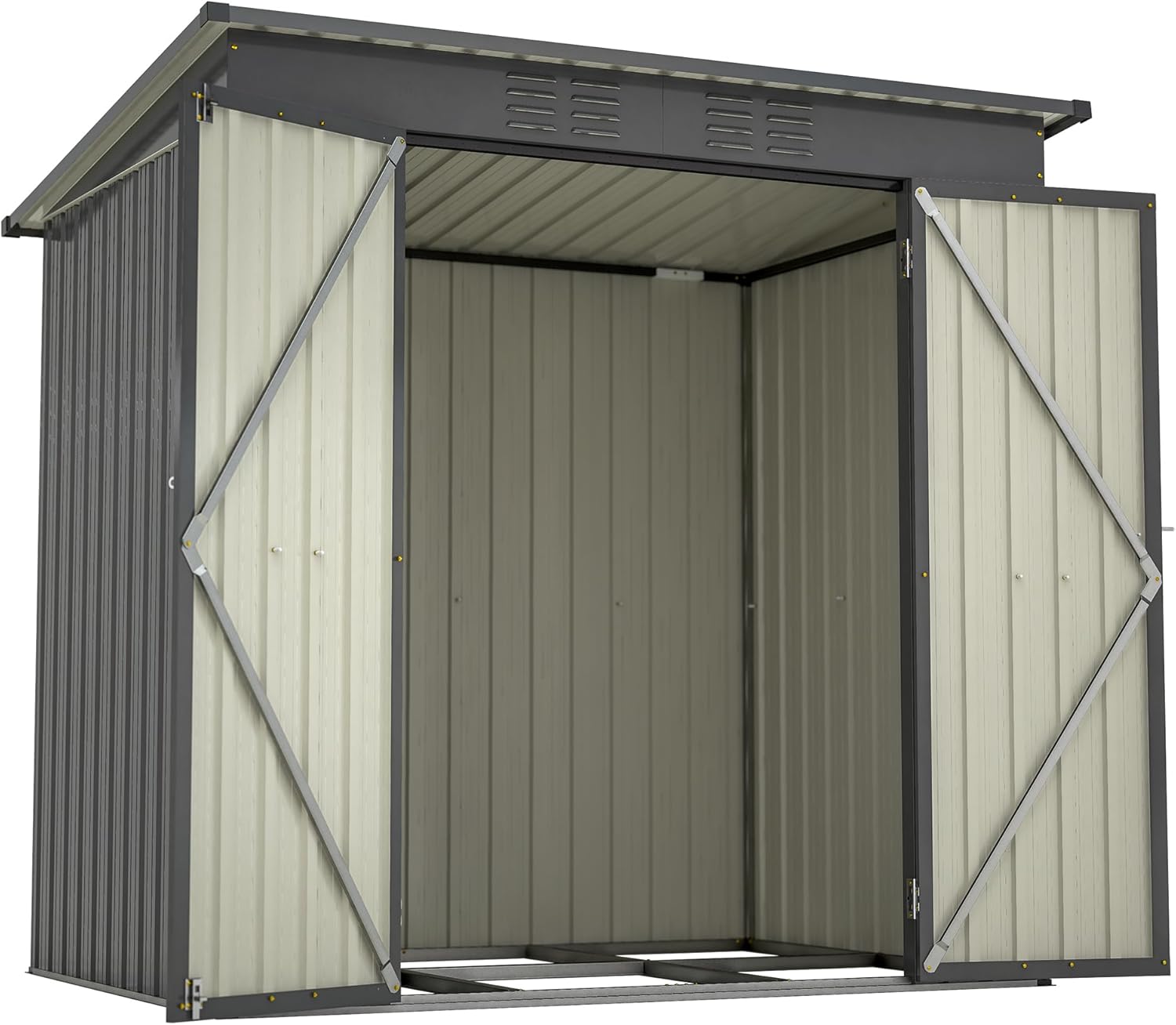 6x4 FT Outdoor Storage Shed with Lockable Door, Waterproof Metal Garden Tool Shed, Steel Utility Storage House for Backyard, Patio, Lawn, (Black)