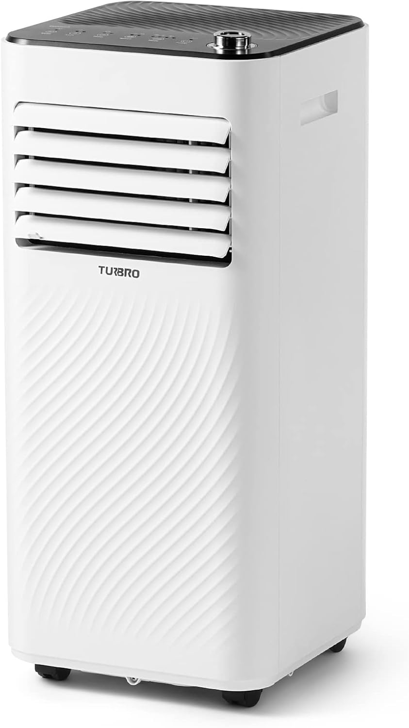 TURBRO Finnmark 8,000 BTU Portable Air Conditioner, Dehumidifier and Fan, 3-in-1 Floor AC Unit for Rooms up to 300 Sq Ft, Sleep Mode, Timer, Remote Included (5,000 BTU SACC)