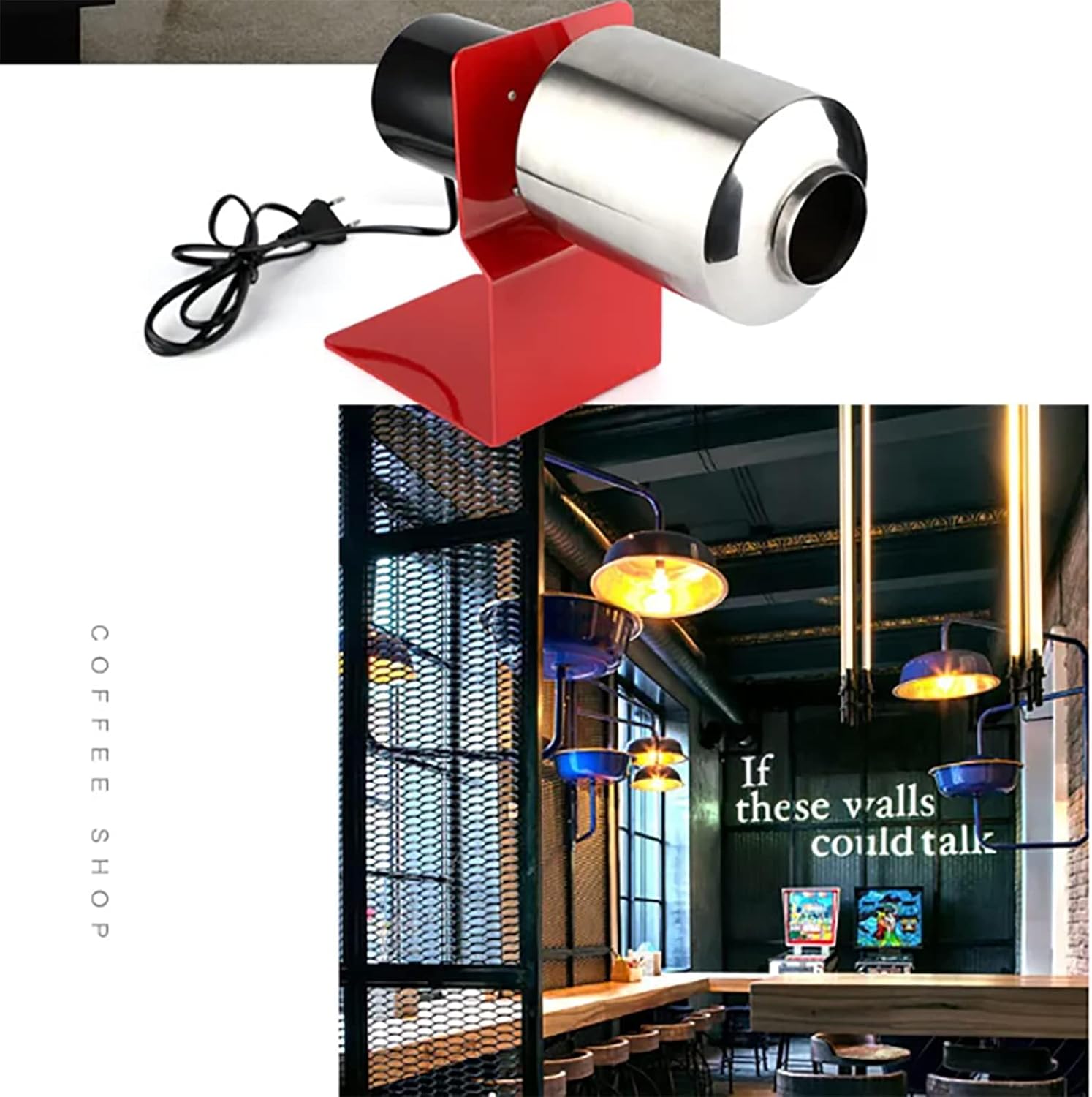 120g Electric Coffee Roaster Machine, Household Coffee Bean Baker Roasting Machine with Heating Furnace,45 RPM, Electric Drum Type,Chestnut Seed Nut Roasting Machine