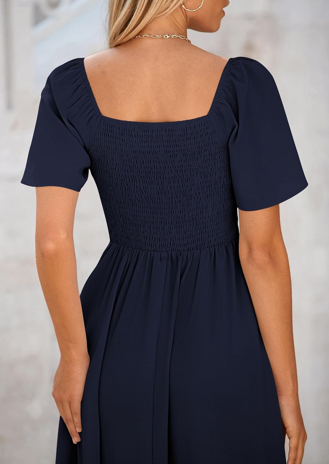 PRETTYGARDEN Summer Dress for Women 2026 Casual Short Sleeve Bow Tie V Neck Ruffle Midi Flowy Dresses