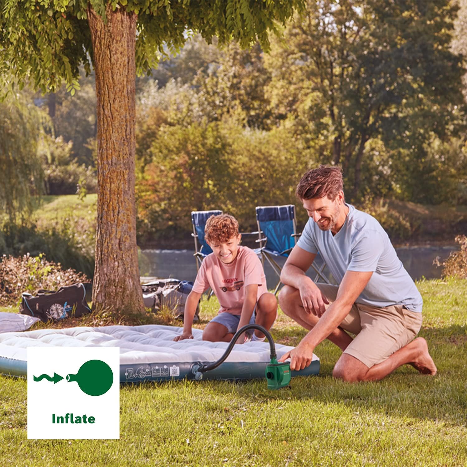 Bosch Home & Garden Wireless air Pump 18 V Without Batteries, 3 nozzles Included, for Inflating or deflating, Swimming Pools and Other Toys (EasyInflate 18V-500)