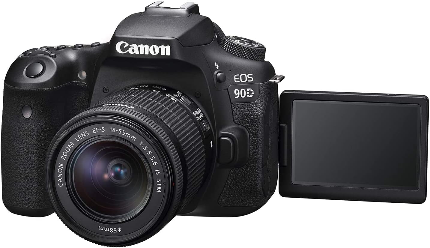 Canon EOS 90D Digital SLR Camera Body with EF-S 18-55mm f/3.5-5.6 is STM Lens - 64GB Essential Accessories Bundle (International Version) (Renewed)