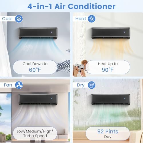 SIMOE 24,000 BTU 21 SEER2 Mini Split Air Conditioner and Heater with Inverter, Wifi Enabled Mini Split Cools Rooms up to 15000 Sq. Ft, 208-230V, Compatible with Alexa, 2 Ton Pre-Charged Heat Pump