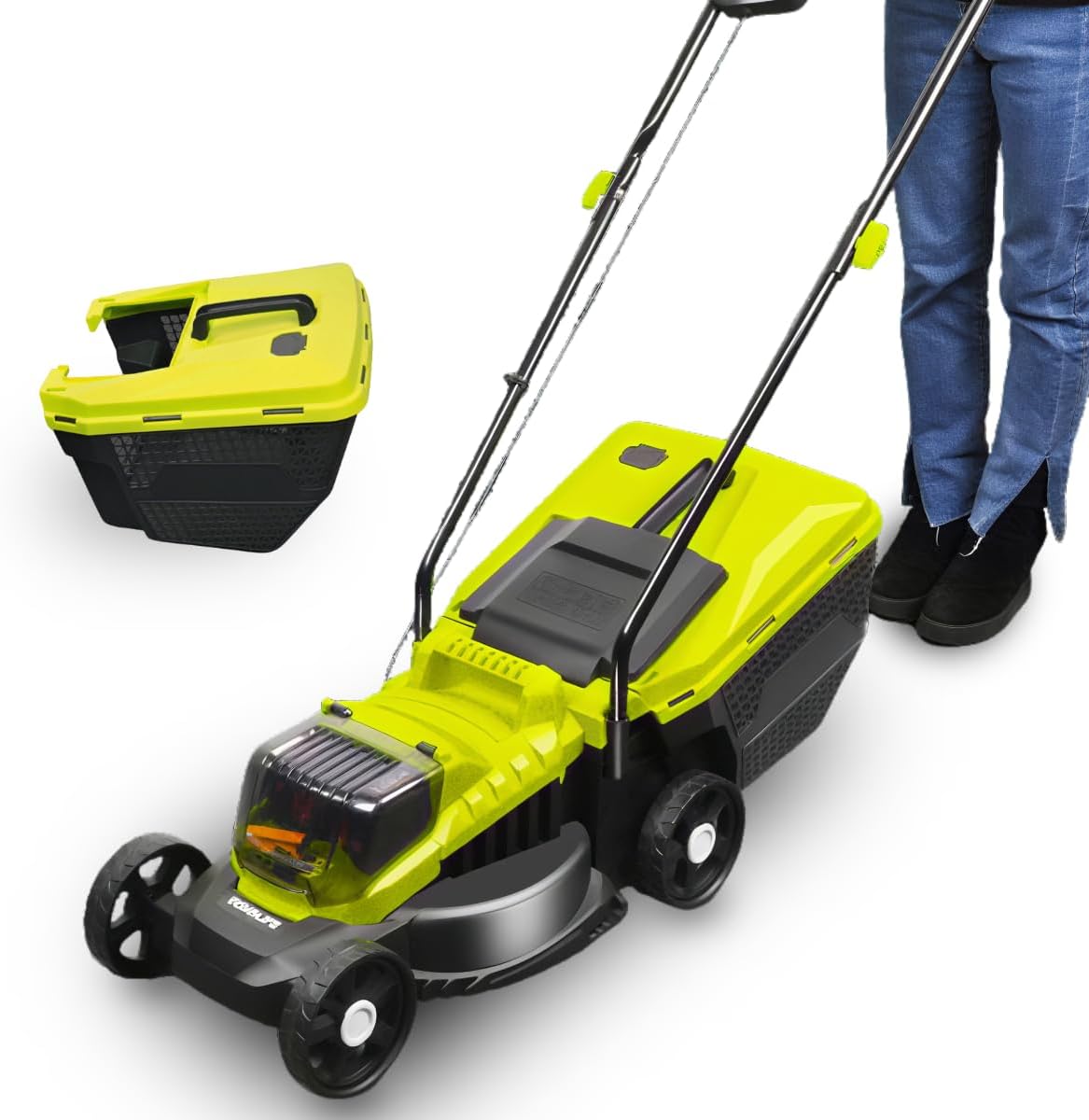 40v High Power Lawn Mower, Self-Propelled Lawn Mower, Equipped with 2×4.0ah Lithium Batteries, Black and Green, 3-Speed Height Adjustment, Battery Life of 45 Minutes