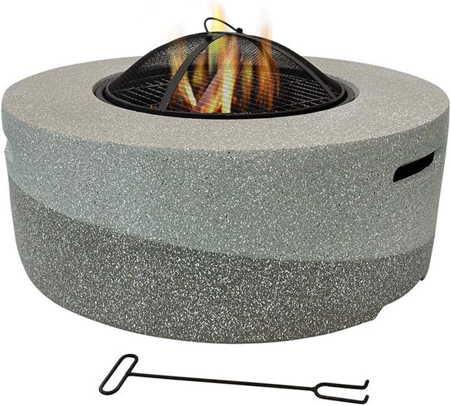 Fire Bowls for Garden, Fire Pit with BBQ Grill Shelf with Magnesium Oxide Base for Outdoor, Garden, Barbecue, Excursion, Camping Outdoor Garden Fire Pit, Gray