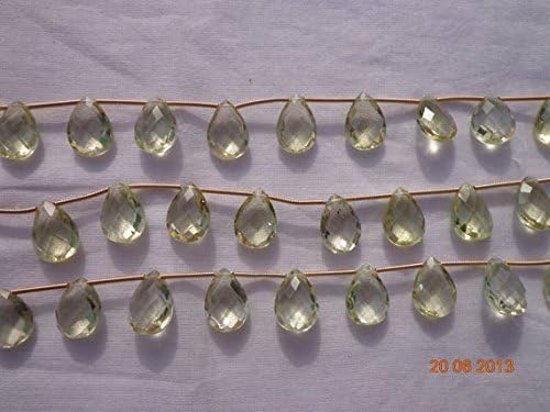 11 pcs natural lemon quartz faceted pear shaped briolette-calibrated 8x12mm