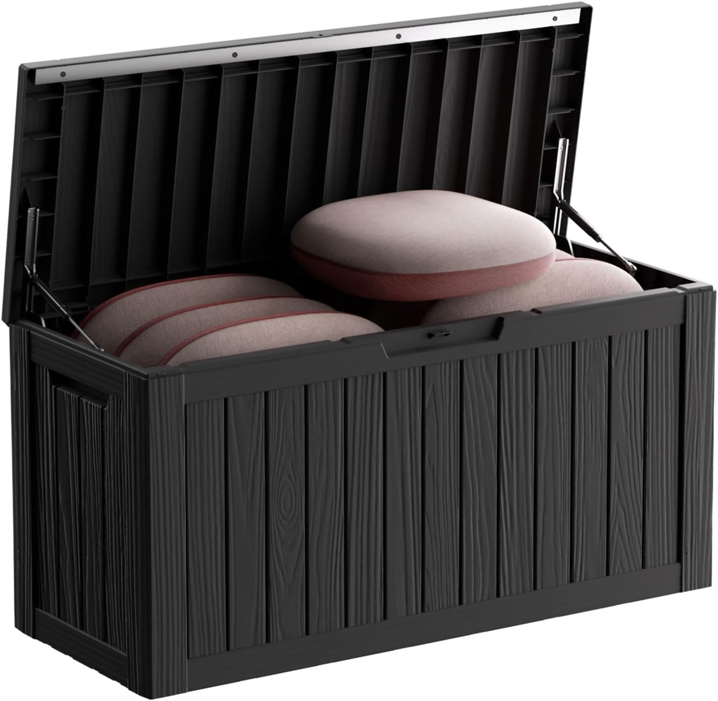 80 Gallon Outdoor Storage Box – Resin Deck Box with Lockable Lid, Waterproof Patio Furniture Storage for Tools, Garden & Yard Organization (Black)