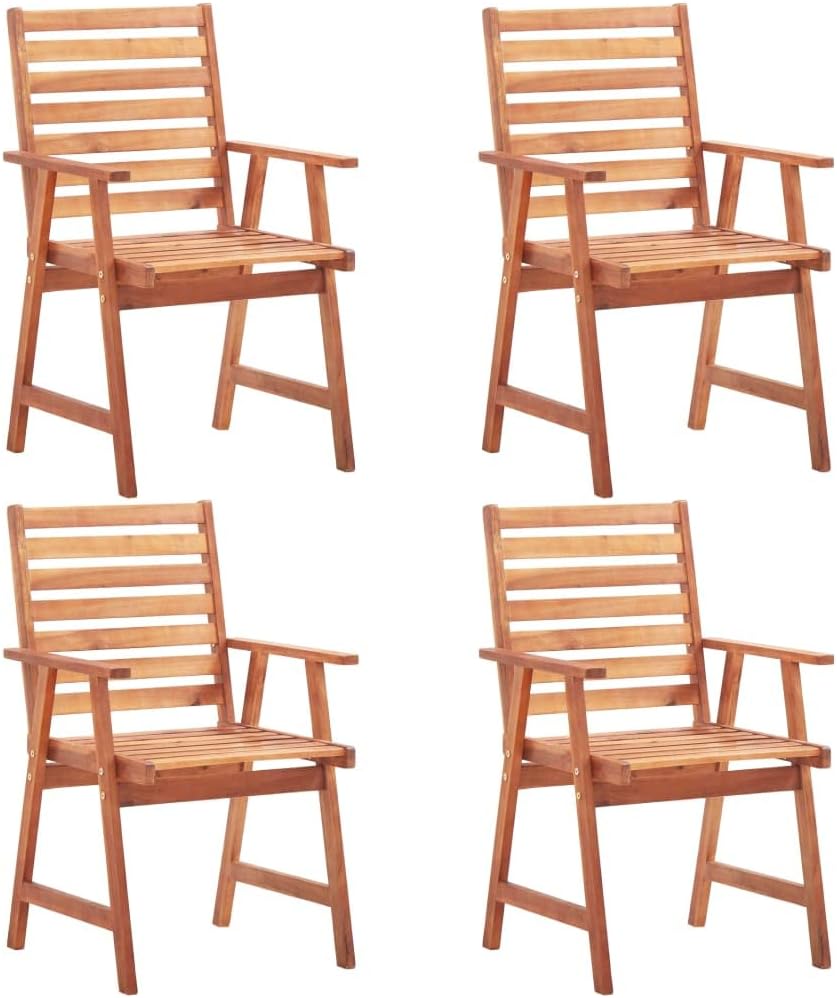 Patio Dining Chairs 4 pcs Solid Acacia Wood,Rustic Acacia Dining Chairs Durable Outdoor Chairs for, Fresco Dining Outdoor Furniture, Outdoor Chairs