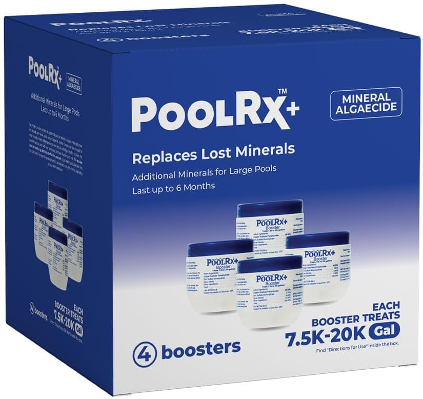 Pool RX 332004 4-Pack PoolRx+ Booster Blue Swimming Pool Algaecide, 4 Pack