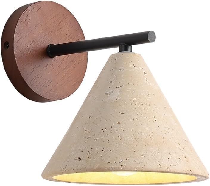 Mid Century Modern Wall Sconce, E27 Nordic Yellow Natural Travertine Bedside Wall Light, Farmhouse Hallway Wall Mounted Lamp for Bathroom Living Room Hallway Lighting Fixtures