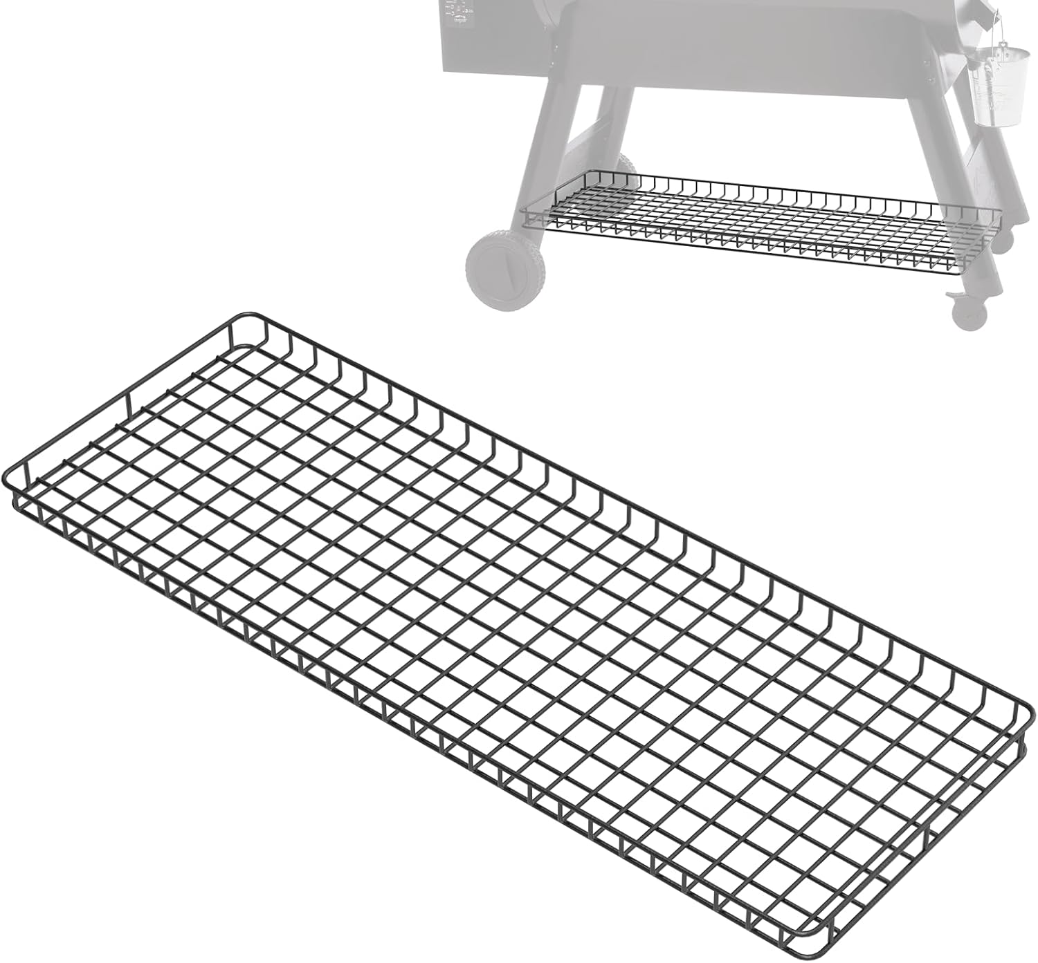 Pellet Grill Storage Shelf for Traeger Pro Series 34 Accessories, Grill Bottom Shelf for Traeger Accessories Pro 34 and Other Wood Pellet Grill, Black Powder Coated Steel Wood Pellet Storage Shelf