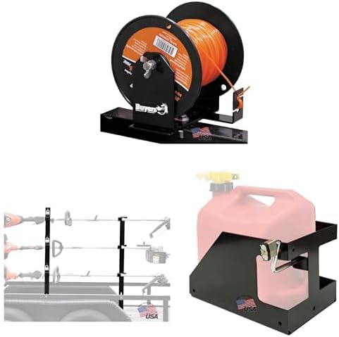 Buyers Products LT40, LT21, LT32,Trailer Rack Kit for Landscaping – Trimmer Rack, Locking Gas Can Holder & Line Spool Bracket for Open or Enclosed Utility Trailers