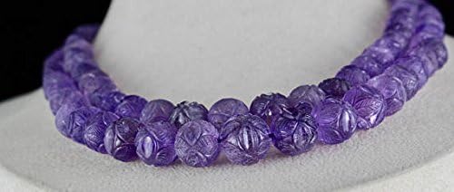 2 Line Natural Old AMETHYST CARVED BEADS Necklace 18 INCHES 13 MM TO 7 MM