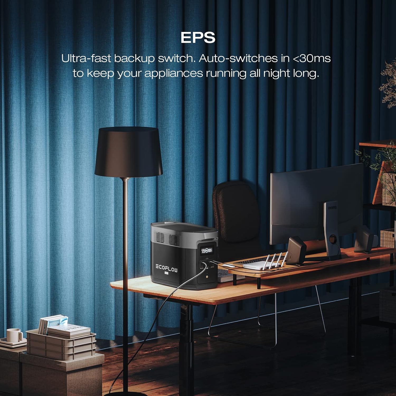 EF ECOFLOW Solar Generator DELTA 2 Max 2048Wh with 2X100W 12V Solar Panels, 2400W LFP Portable Power Station, High Efficiency Monocrystalline PV Modules, AC + Solar Fast Dual Charging For Camping RV