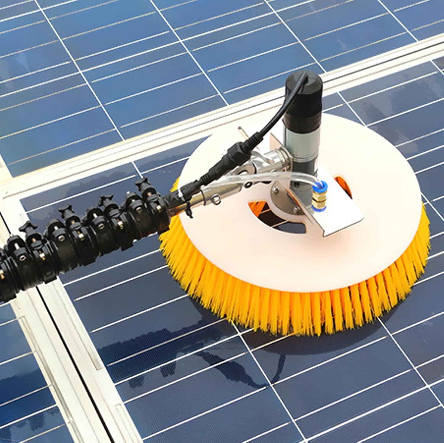 Photovoltaic Solar Panel Cleaning Tool, Electric Water Fed Pole Kit Automatic Electric Solar Panel Brush Cleaner for Solar Panel, House Siding, Pool ﻿ (10M)