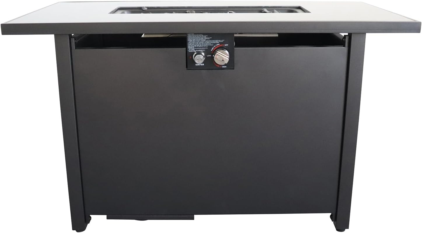 GOWE 25'' H x 42'' W Steel Outdoor Fire Pit Table with Lid (Black)