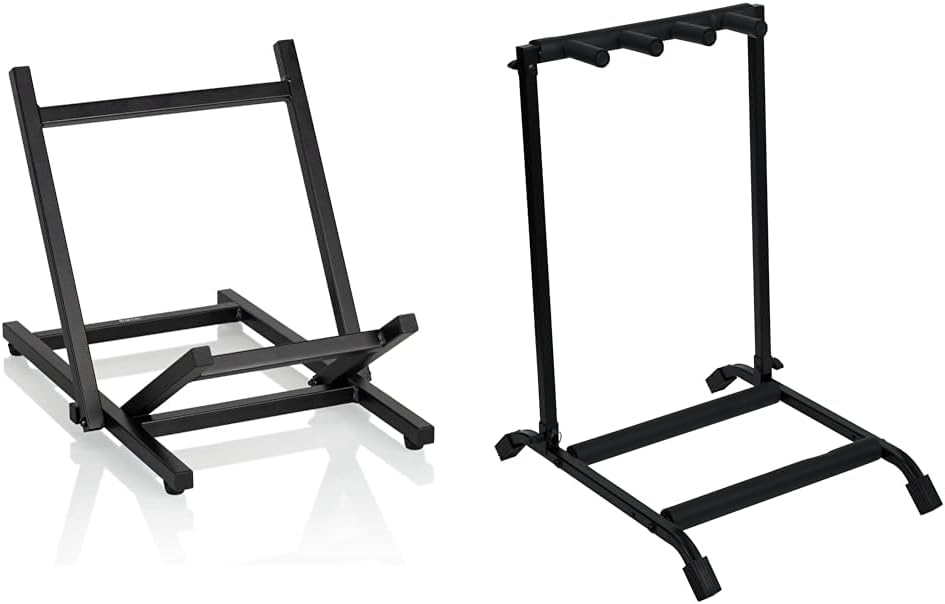 Gator Amp Stand for 50lb Combo Amps and Rok-It 3 Electric Guitar Rack with Folding Design, Black