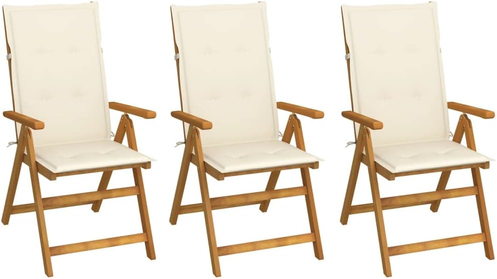 Folding Patio Chairs 3 pcs with Cushions Solid Acacia Wood,Premium Wooden Garden Chair Set with Cushions for Outdoor Comfort Outdoor Furniture, Outdoor Chairs