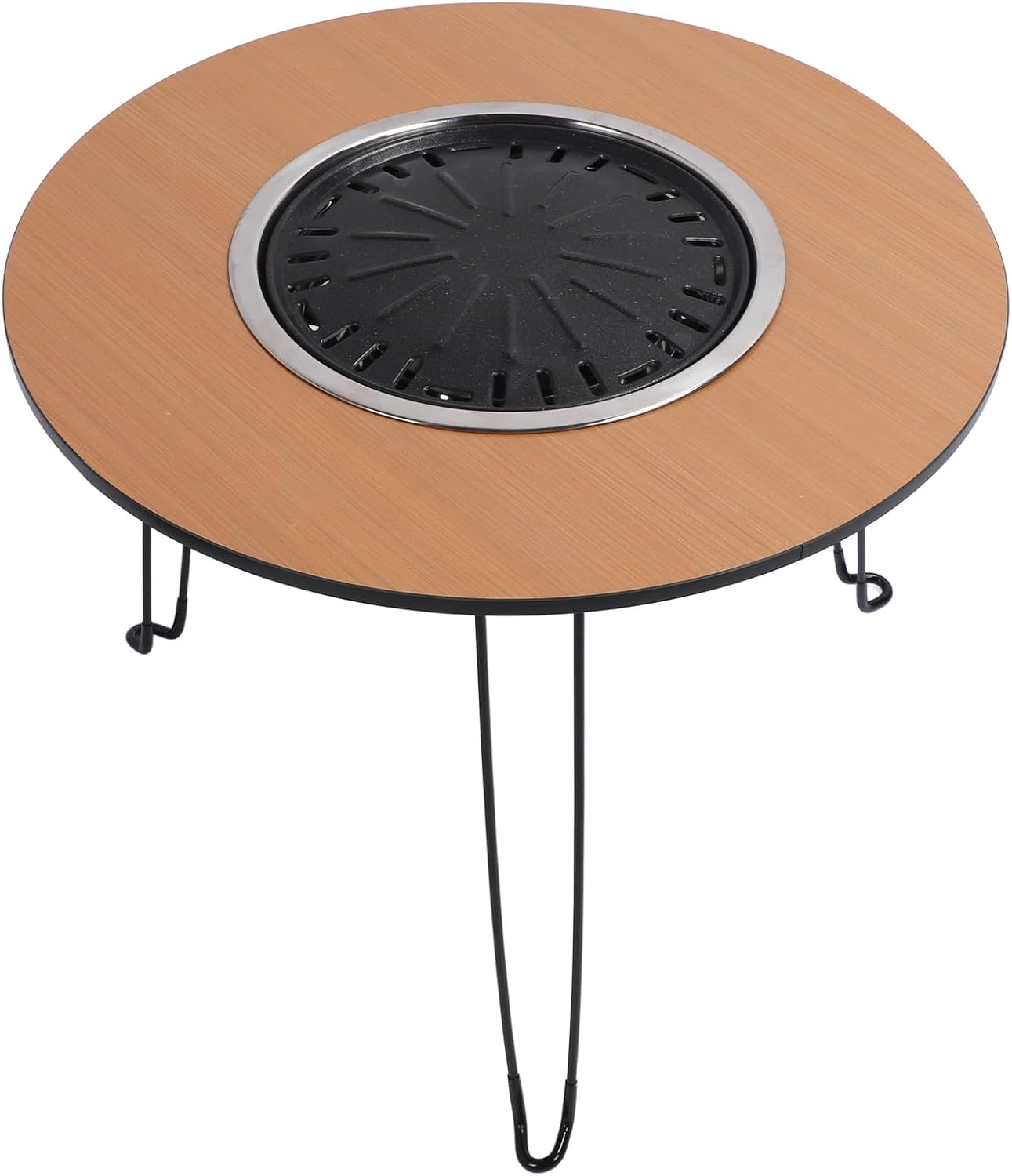 Eight Piece Set Wood Fire Pit Table with Folding Design for Outdoor Camping Indoor Grilling and Tea Brewing in Portable Burning Firepit for Camping Adventures