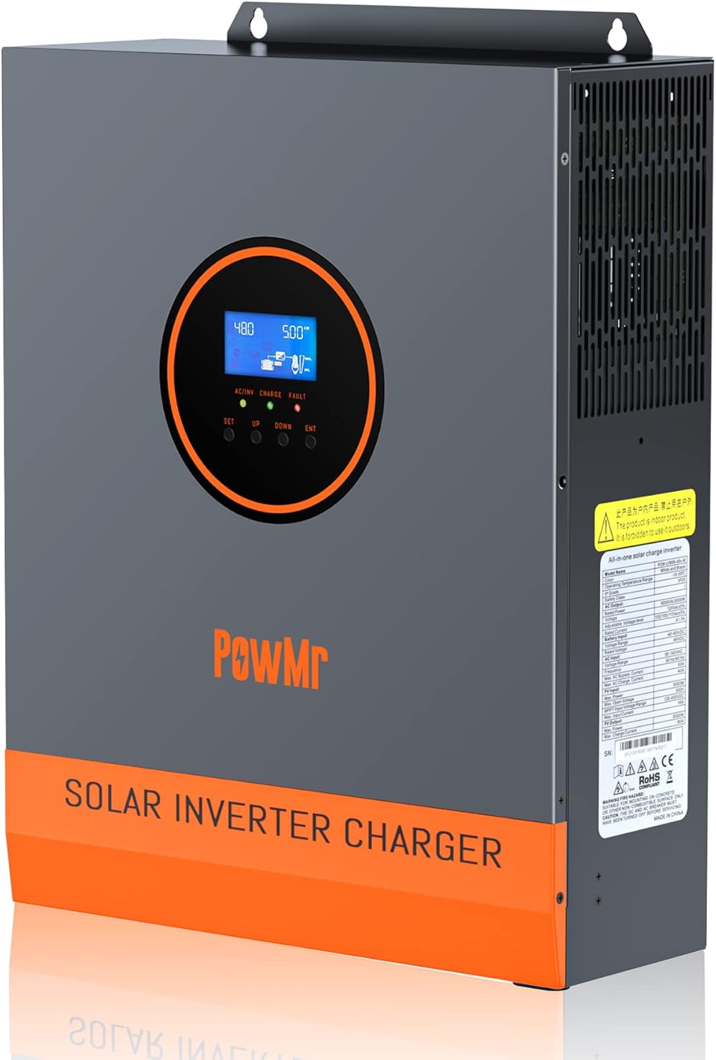 PowMr 3200W Solar Inverter 24VDC to 110VAC, 3.2KW Pure Sine Wave Inverter Bulit-in 60A MPPT Controller and with 40A AC Charger, Max.PV Input 1600W 108V, fit for Lead-Acid and Lithium Battery