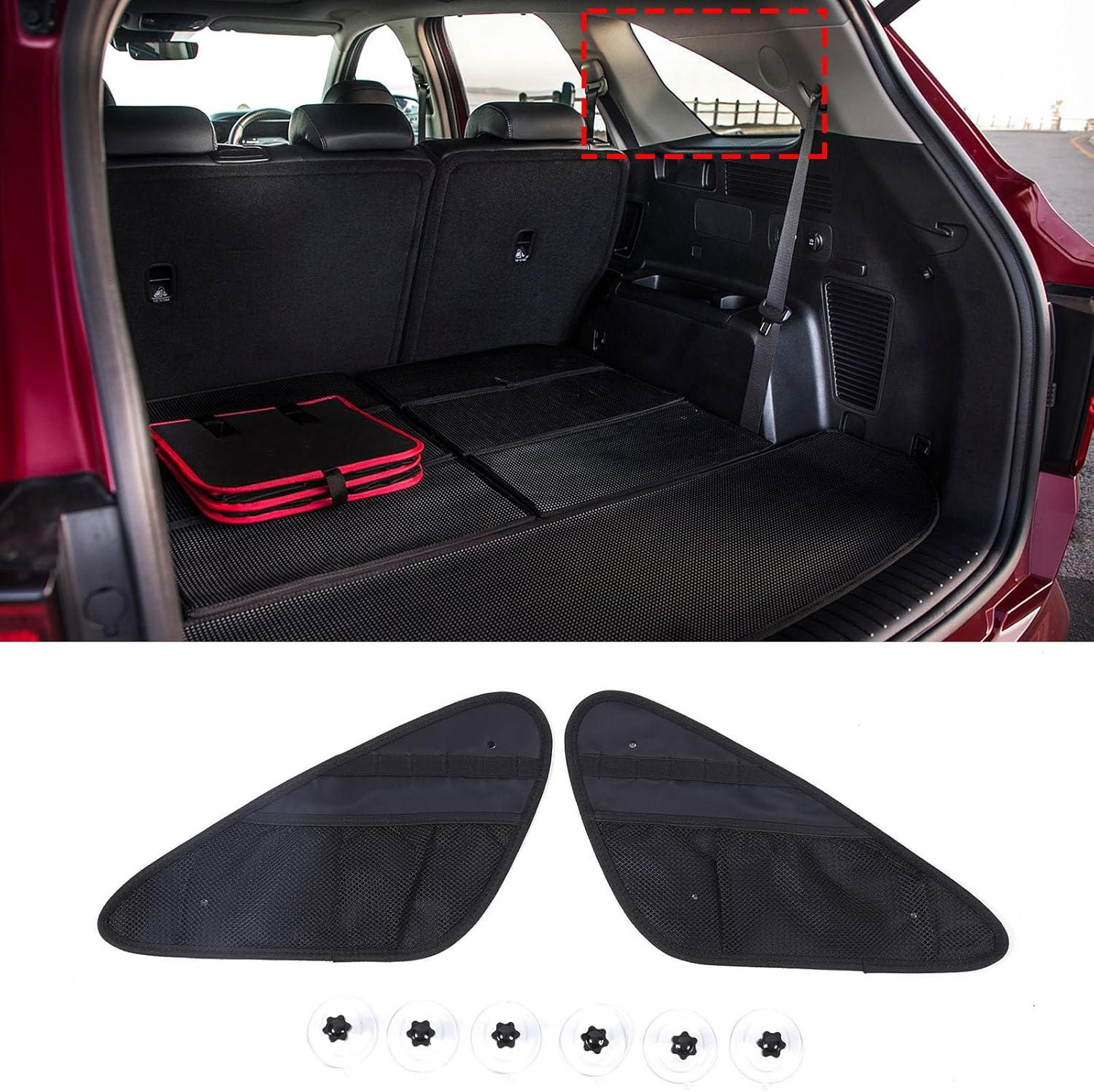 Aunginsy 2PCS Rear Trunk Side Window Storage Bags Compatible with Kia Sorento 2015-2022, Car Trunk Organizer Back Window Storage Box Pockets Oxford Cloth Space Expansion Interior Accessories