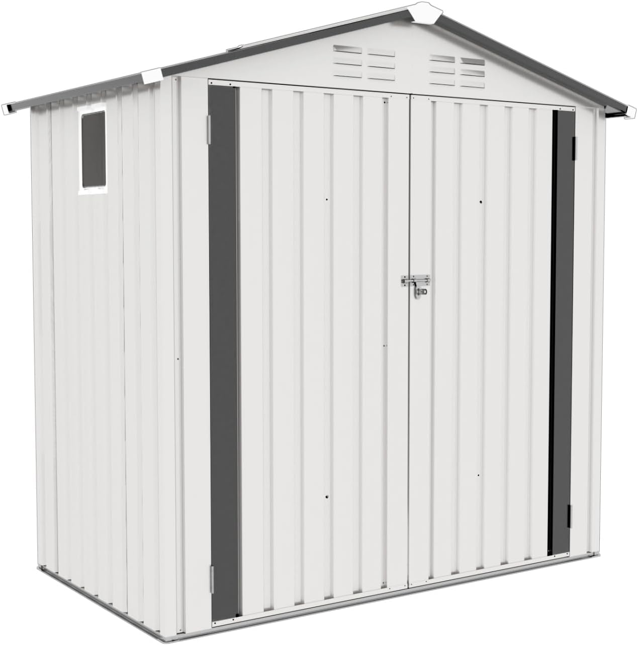 6X3.6Ft Metal Storage Shed White/Gray Golden Dimension, Efficient Storage Garden/Backyard/Patio Outdoor Ready