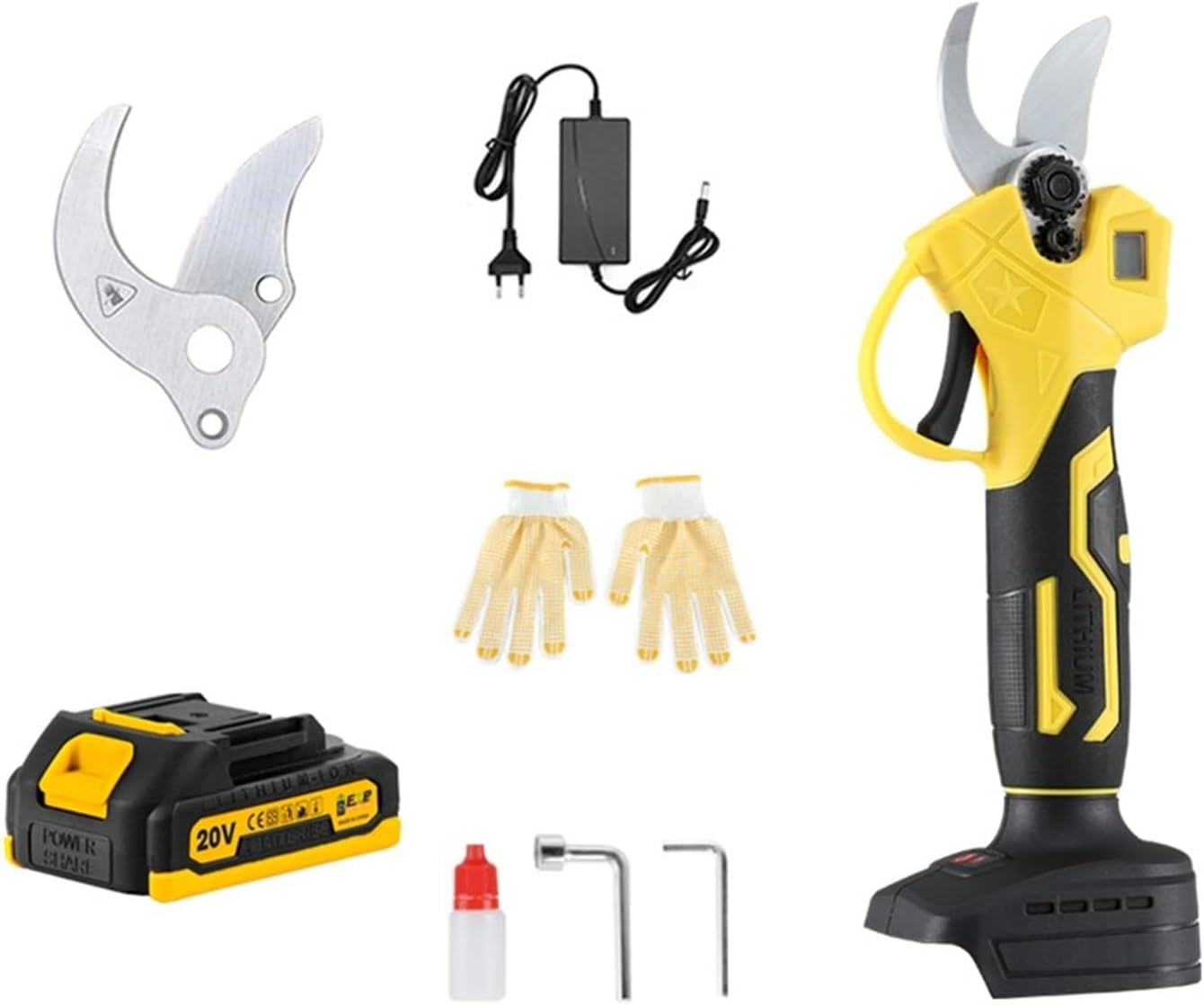 Tree Branch Pruner 20V Cordless Electric Pruner Pruning Shear Efficient Fruit Tree Bonsai Pruning Branch Cutter Landscaping Power Tool with Battery Sharp, Powerful & Clean Cut