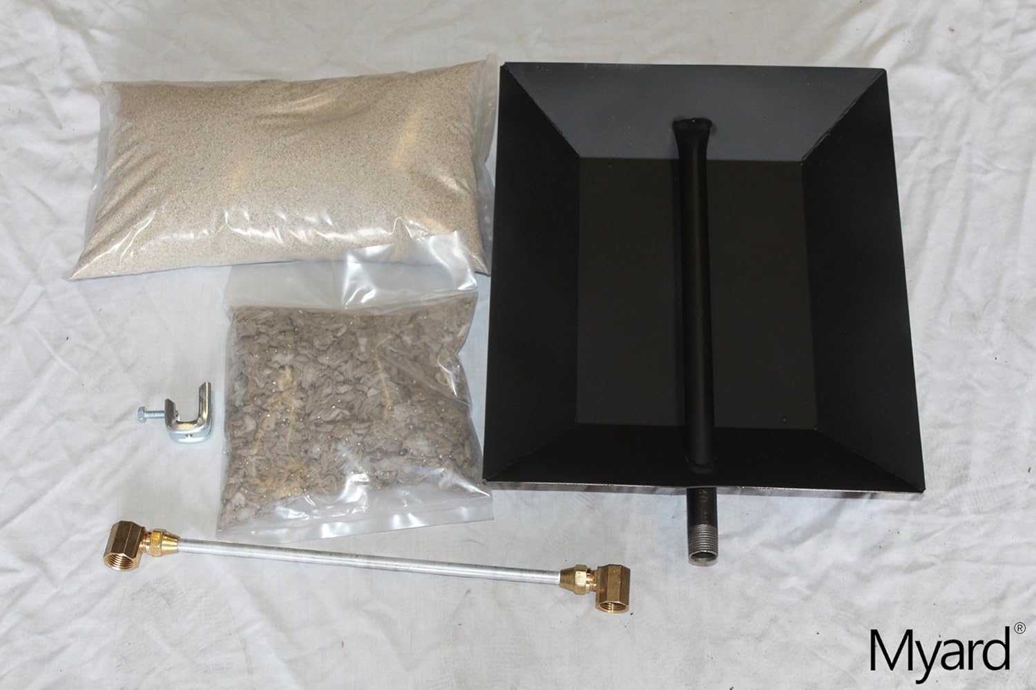 KIVA 7 Myard Country Oak Fire Gas Log Sticks (Logs+Hearth Kit+Propane Valve) for Propane Fireplace or Fire Pit