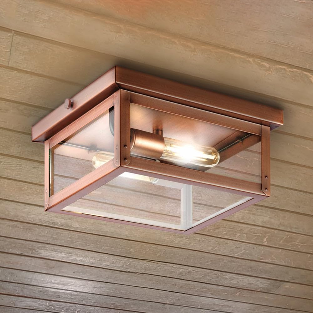 Urban Ambiance Luxury Modern Farmhouse Ceiling Light, Medium Size: 5.5''H x 12.375''W, with Coastal Style Elements, Antique Copper Finish, UHP1531 from The Darwin Collection