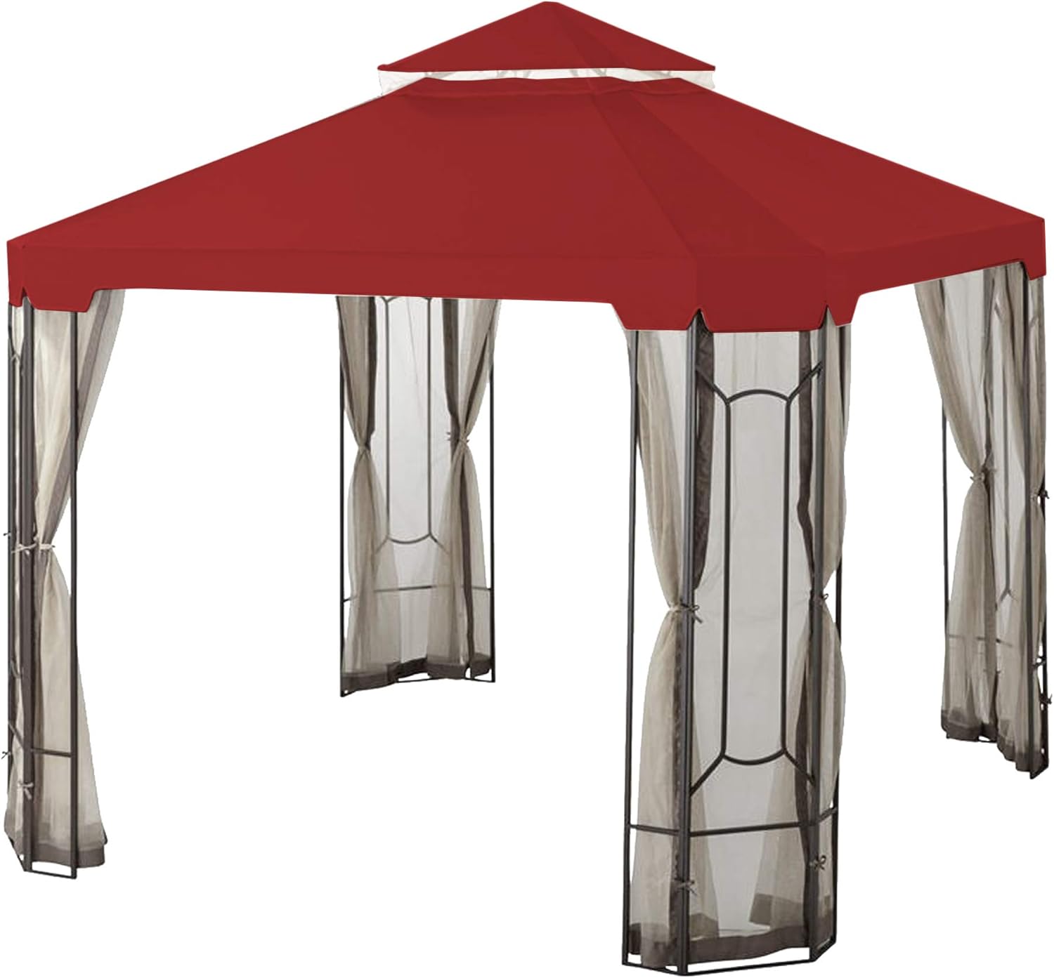 Garden Winds Replacement Canopy for The Cottleville Gazebo - Riplock 350 - Cinnabar