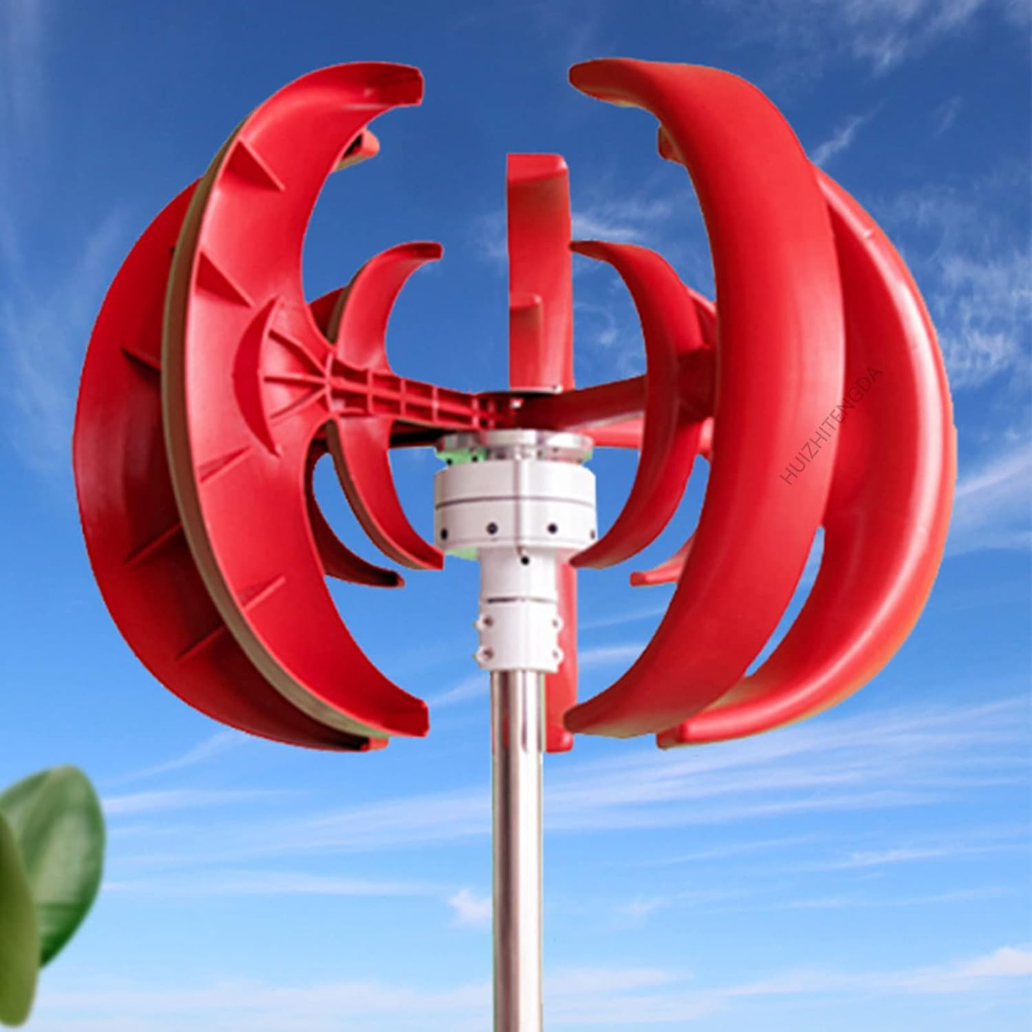 5000W Low Noise Home Vertical Turbine Generator,12V 24V Low RPM Farm Wind Turbine for Home Street Lighting(Red,5 Blades),24v