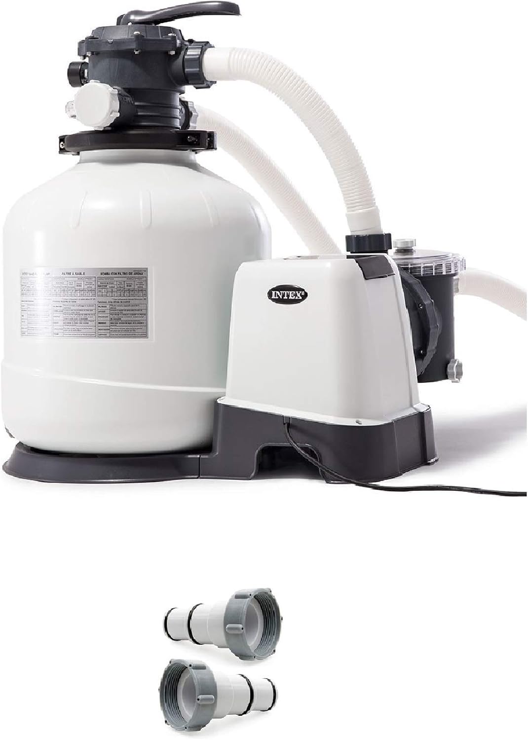 Intex Pool Sand Filter Pump w/ Automatic Timer & Replacement Hose Adapter