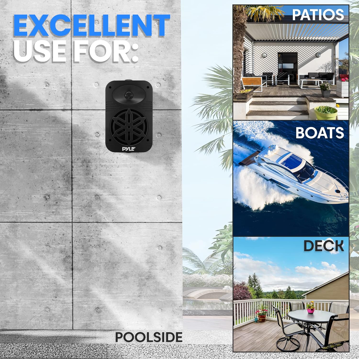 PyleUsa Indoor Outdoor Speakers Pair - 500 Watt Dual Waterproof 5.25” 2-Way Full Range Speaker System w/ 1/2” High Compliance Polymer Tweeter - in-Home, Boat, Marine, Deck, Patio, Poolside (Black)