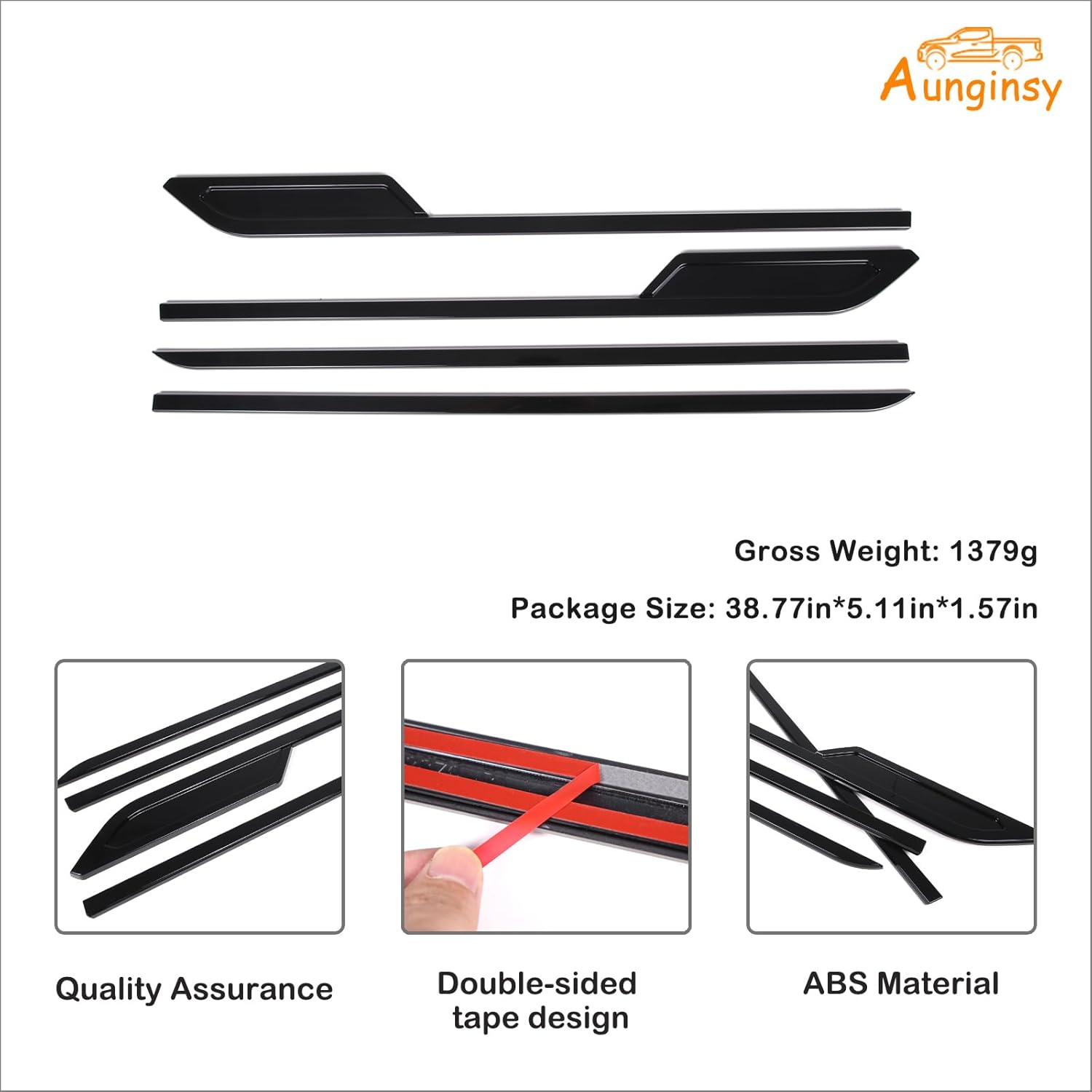 Aunginsy Door Side Molding Trim Strip Cover Compatible with Toyota Tundra 2022 2023 2024 2025, Exterior Body Side Door Molding Guard Panel Decorative Strip Sticker Protection ABS Exterior Accessories