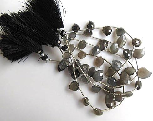 13 inch natural beads strand of 8-12mm faceted leaf gray moonstone gemstone briolletes beads for DIY jewelry - necklace, bracelet, earring, ring.