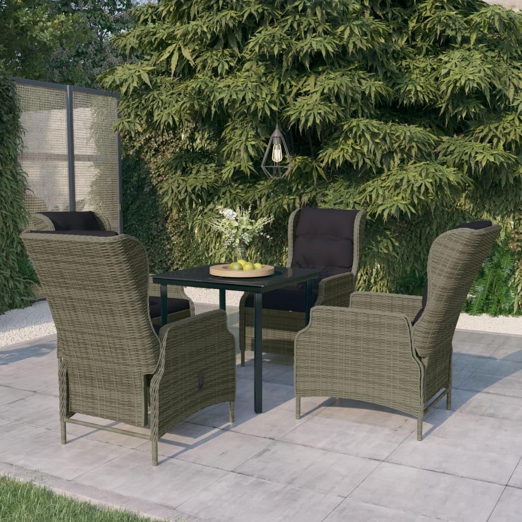 Furniture Sets 5 Piece Patio Dining Set Brown,Outdoor Dining Set with Reclining Chairs, Adjustable Backrest, and Glass Top Table Garden Conversation Sets