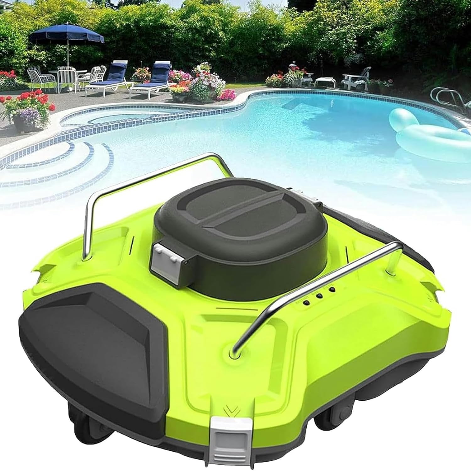 Cordless Robotic Pool Cleaner, Automatic Robotic Pool Cleaner with 90 Mins Running Time,Rechargeable Battery for Above Ground Pools Up to 550 Sq.