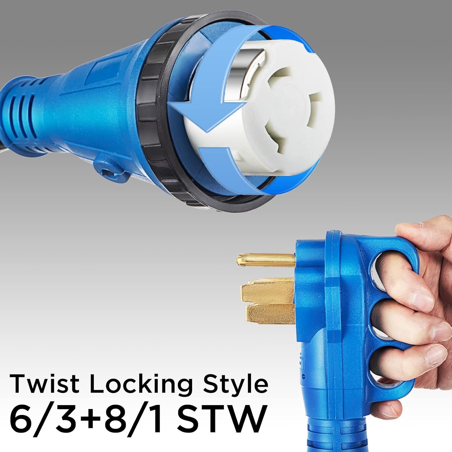 50 Amp Generator Cord and Power Inlet Box, 20FT Generator Extension Cords 50 Amp,125V/250V Generator Power Cord NEMA14-50P/SS2-50R Twist Lock Connector