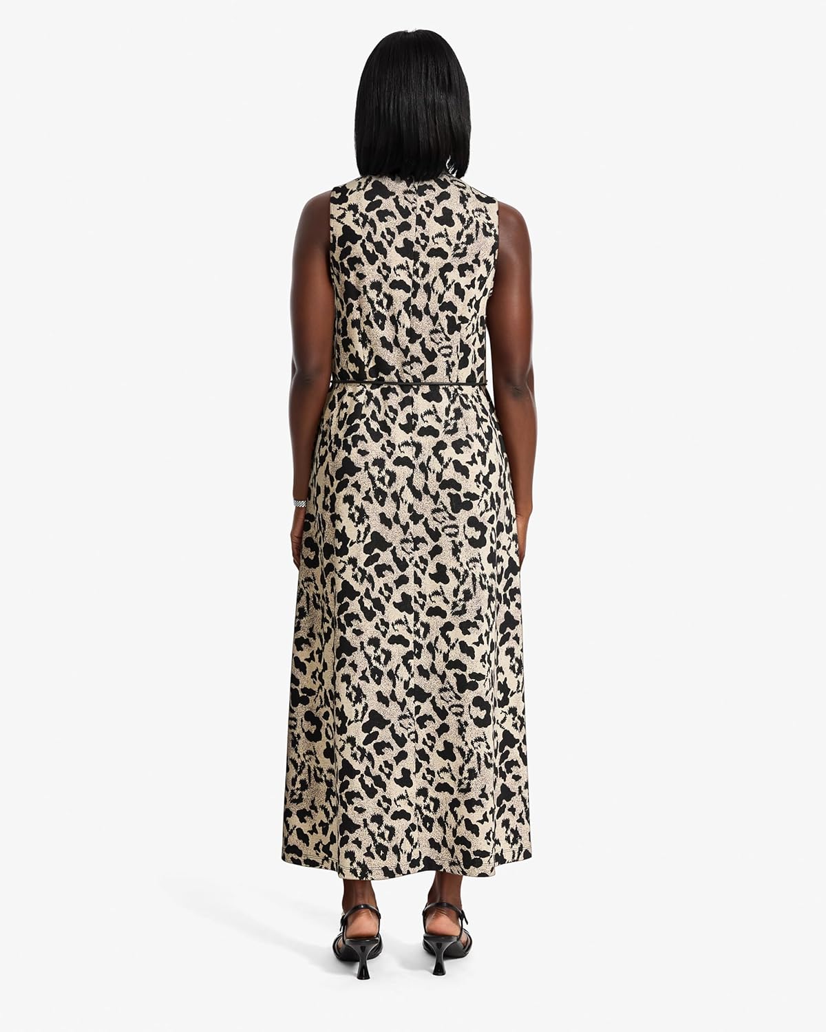Anne Klein Women's Sleeveless Cheetah Print Mesh Midi Dress