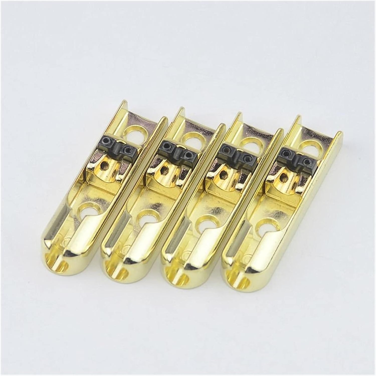 Guitar Bridge System Set 1 Set (4 Pieces) Single-String Bass Bridge with Lock Down for 4 Strings Electric Bass (Gold)