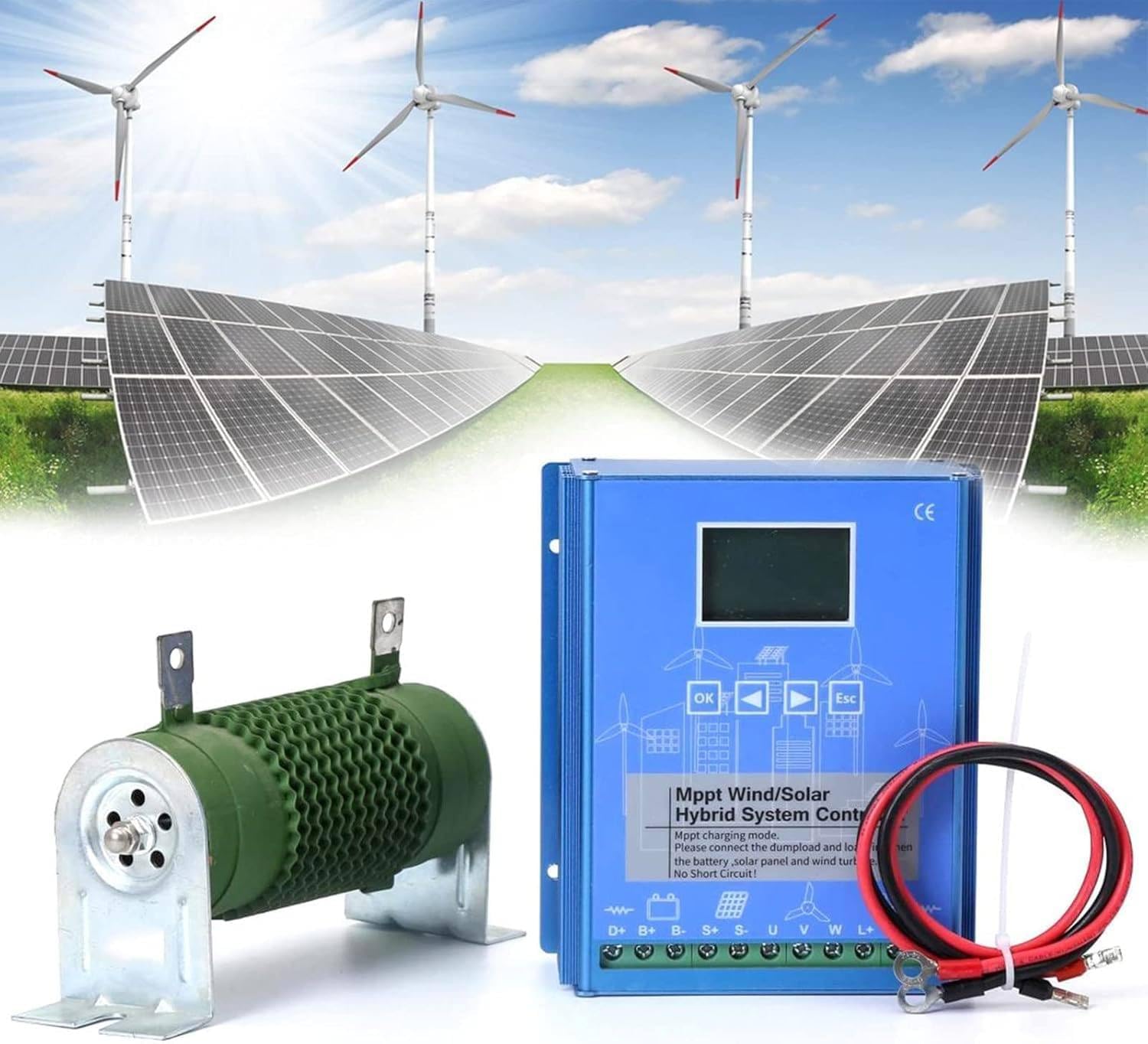 Wind Solar Hybrid Charge Controller,12V/24V/48V Automatic Mppt Charge Boost Charging Regulator for Home, Boat, Street Light 12V-6000W