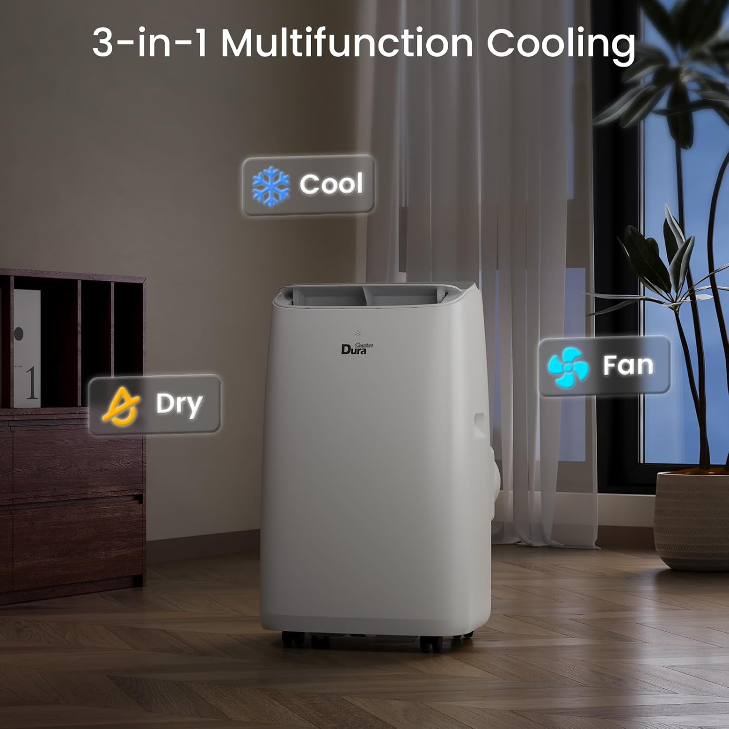 DuraComfort 14,000 BTU Portable AC | 3-in-1 Cooling, Fan & Dehumidifier | R32 Refrigerant | Remote & Window Kit | Cools Up to 450 Sq Ft