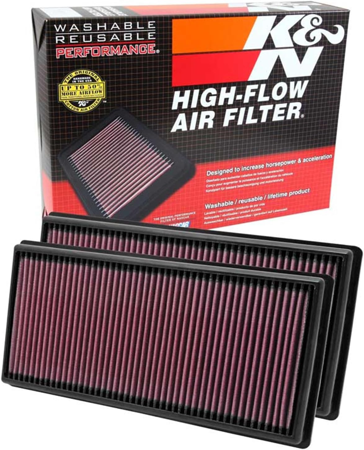 K&N High-Flow Original Lifetime Engine Air Filter: Increase Power: Premium, Washable: Compatible with 2009-2025 LAND ROVER: Defender, Discovery, LR4, Range Rover, 33-2446